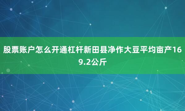 股票账户怎么开通杠杆新田县净作大豆平均亩产169.2公斤